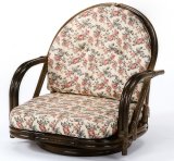 籐 回転座椅子 ロータイプ