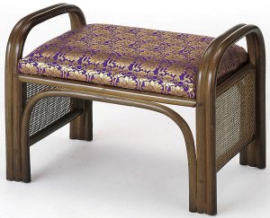 画像1: 籐ご仏前金襴座椅子 ハイタイプ （紫色生地ダークブラウン色フレーム）