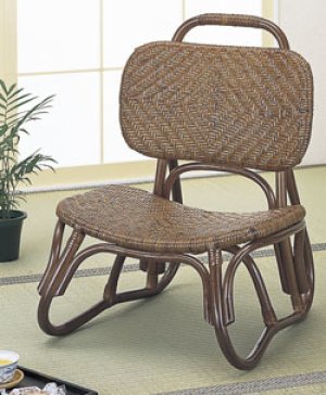 画像1: 籐 アジロ編み楽々座椅子