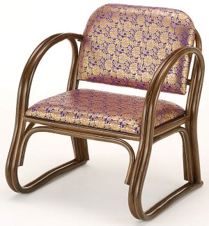 画像1: 籐金襴思いやり座椅子 ハイタイプ