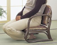 画像1: 籐金襴思いやり座椅子 ロータイプ