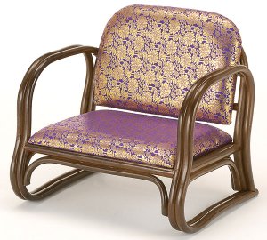 画像1: 籐金襴思いやり座椅子 ロータイプ (1)